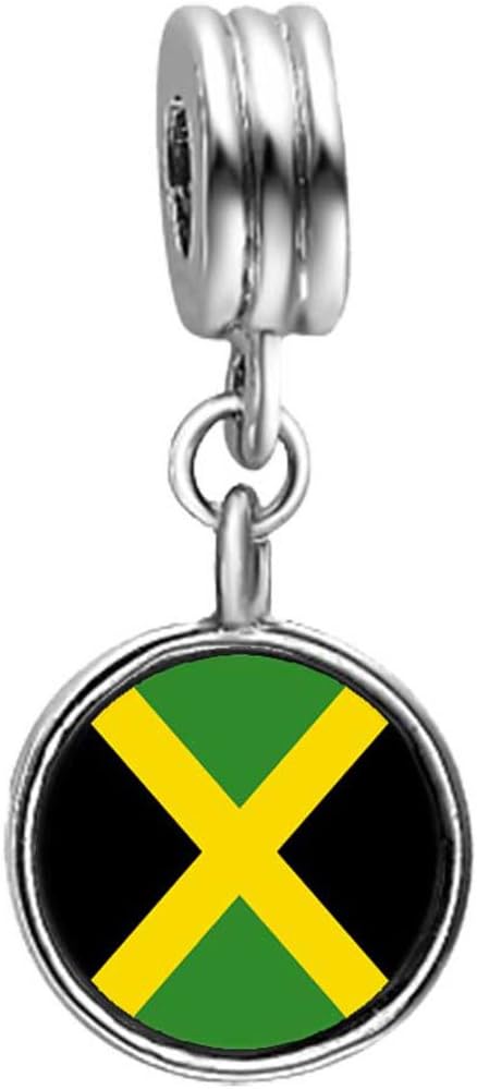 GiftJewelryShop Jamaica Flag Photo Light Amethyst Crystal June Birthstone Flower Dangle Charm Bracelets