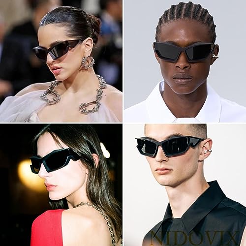 NIDOVIX Trendy Wrap Around Sunglasses for Men Women Fashion Cool Sport Y2K Stylish Cat Eye Sun Glasses UV400 Protection3