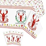 PHOGARY Crawfish Boil Party Supplies - 3pcs Lobster Tablecloth, Plastic Red Lobsters Table Cover for Crawfish Birthday, Seafood Boil Party Decorations - Rectangular Table Decor 108 x 51inch