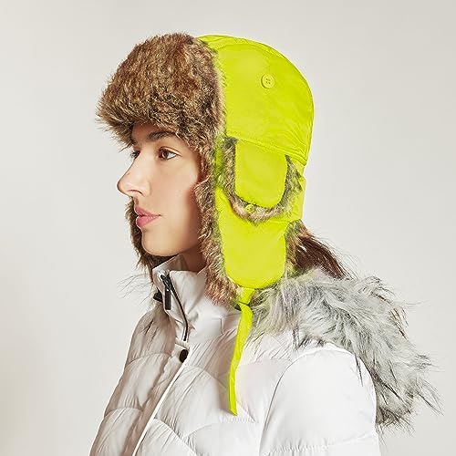 Faux Fur Safety Reflective Aviator Trapper Hat Snow Ski Trooper Winter Cap2