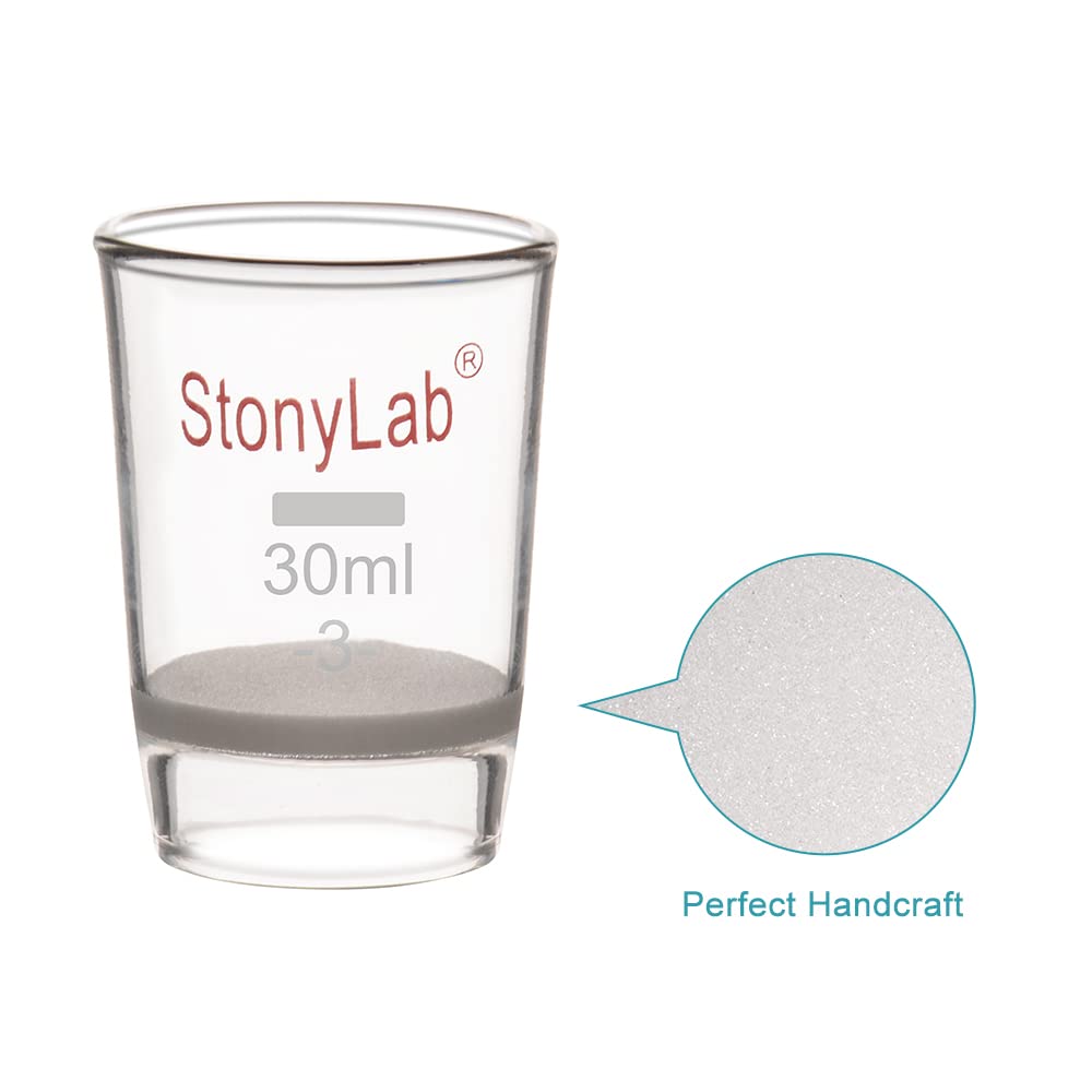 stonylab Crogiolo di Vetro Gooch, Crogiolo Filtrante Gooch in Vetro Borosilicato a Forma Bassa con Disco Fritto, Porosità G3 da 30 ml