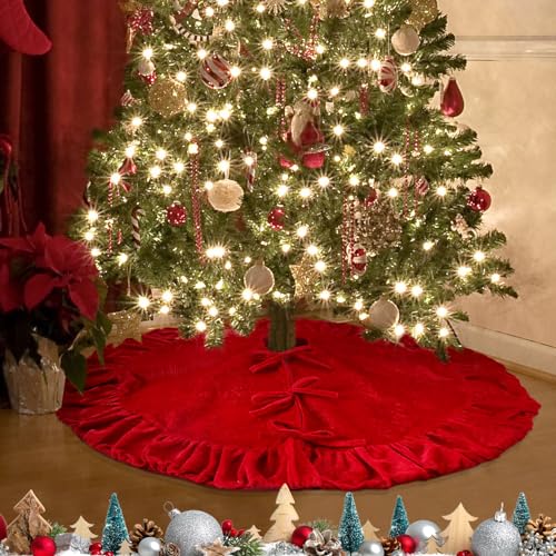 Motionchic GEI-MOTIONCHIC-1228 36 Inch Ruffled Velvet Christmas Tree Skirt Fit thumb #3