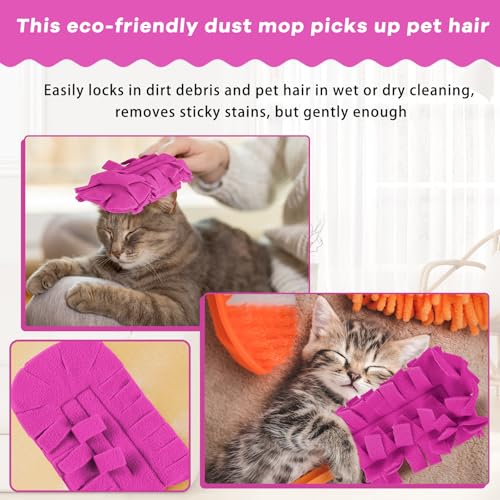 Image of Zubebe 6 Pcs Reusable Duster Refills Fleece,Peach Red | Soft Polyester Fiber Flat Duster Refill Multi Surface Washable Cleaning Pad Tools for Home, Blinds, Car, Pet, Furniture, Fans