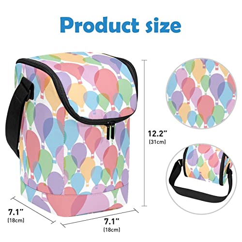 Bolsa de almuerzo aislante con estampado de globos resistente y lavable 4