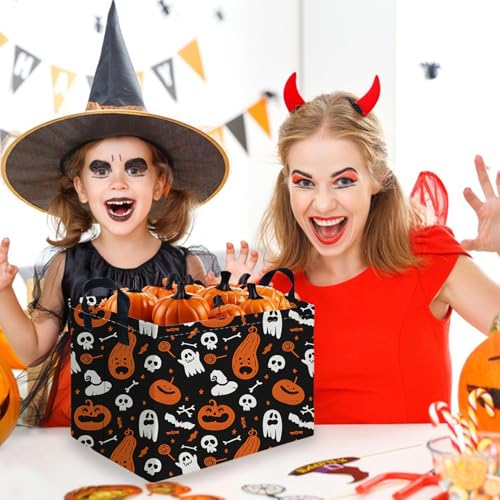 Image of Halloween Ghost thriller basket,Empty Halloween basket,Horror and thriller decor,Trick or Treat Box for Boys and Girls,Horror decor(Cute pumpkin)