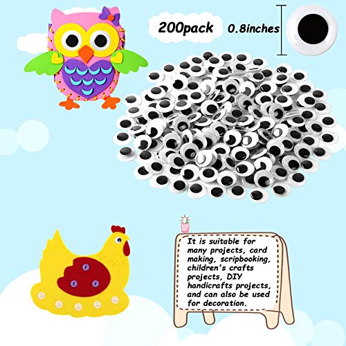 febsnow 200 pieces wiggle eyes self adhesive black white googly eyes for diy crafts decoration 20mm