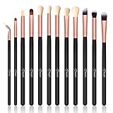 BESTOPE Eye Makeup Brushes Set, 12 Pieces Professional Cosmetics Brush, Eye Shadow, Concealer, Eyebrow, Foundation, Powder Liquid Cream Blending Brushes Set with Premium Wooden Handles