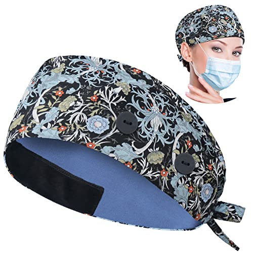 Image of ABAMERICA Working Caps with Button and Sweatband, Adjustable Working Hats for Women Men, One Size(Tie Back or Toggle)
