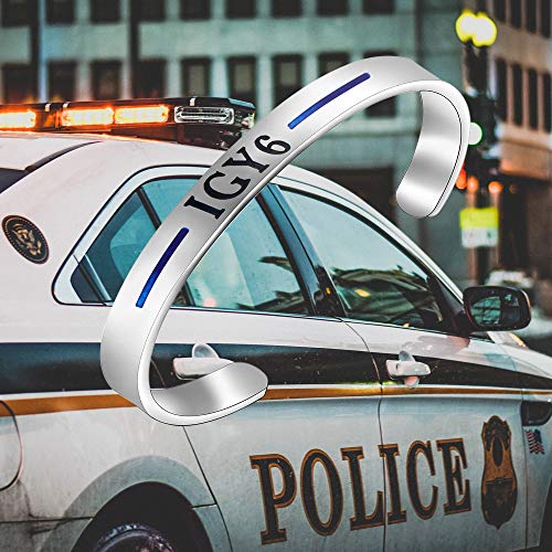 Detailed Igy6 Cuff Bracelet Thin Blue Line Bracelet Police Officer Support Gift thumb #6