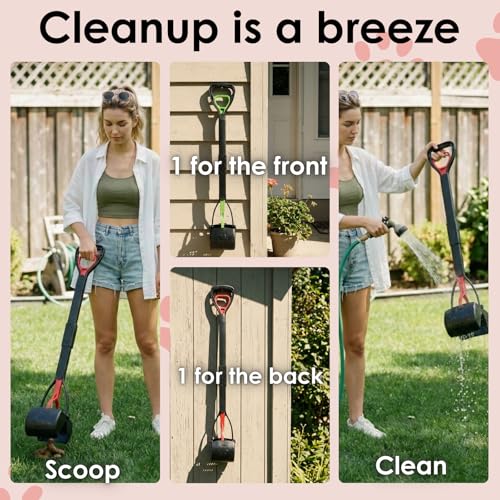 Image of 33 inch Pooper Scooper 2 Pack, XL Tall Handle No Touch Dog Pooper Scooper for Large Small Dogs, Durable Spring & Lightweight, Large Pooper Scooper for Dogs Heavy Duty, Portable Dog Poop Pick Up Tool