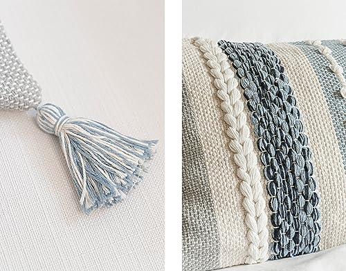 BlissBlush Coastal Blue Decorative Lumbar Pillow Cover 14x36 Boho Long Body Pillow for Bed Farmhouse Lumbar Throw Pillow for Couch Modern Accent Textured Throw Pillowcase - Image 6