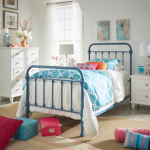 Inspire Q Giselle II Classic Blue Steel Twin Metal Bed - Farmhouse Style