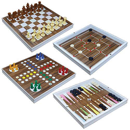 Preisvergleich Produktbild PrimoLiving Holz Spielesammlung 5-in-1 Backgammon, Schach, Dame, Mühle