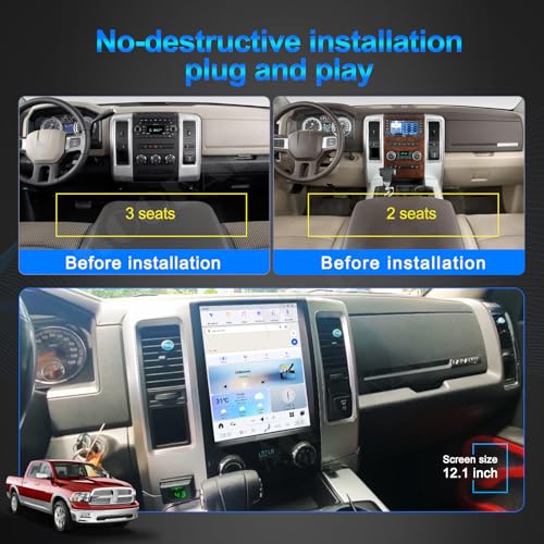MOOKAKA Rádio veicular Qualcomm Android 13 para Dodge RAM 1500 2500 3500 2008-2012 Truck Stereo Upgr
