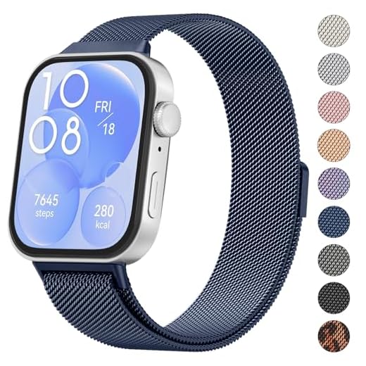 Vancle Compatible con Correa Huawei Watch Fit 3 para Hombre Mujer, Metal Correas, Pulseras de Repuesto de Acero Inoxidable, Pulsera Ajustable con Imán para HUAWEI Watch FIT 3, Azul Marino