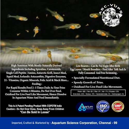 Image of Fry-BITS High Nutrition Fish Fry Food | Aquarium Science Corporation ASC-V-UPS | 58% Protein, Spirulina, Krill, Insect & Squid Meal | Astaxanthin, Enzymes & Rapid Growth Formula