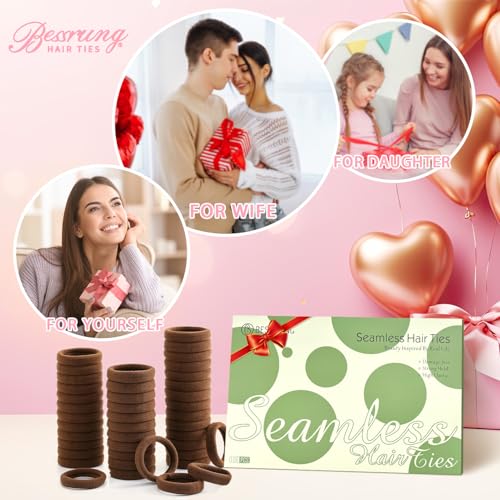 Image of Bessrung 100PCS Dark Brown Seamless Elastic Hair Ties No Damage for Women