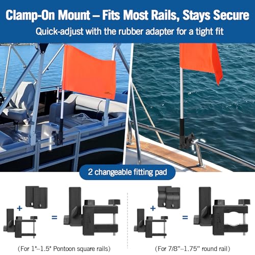 Image of Affordura Orange Boat Flag With Holder Mount, 12 x 18 Inch, 30 inch Pole