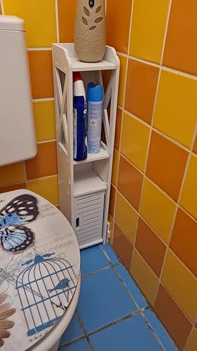 SoBuy BZR160-W Hoge Badkamerkast Met 5 Vakken, Badkamerrek Met 1 Lade En Deuren Wit Bht Ca 20 X 180 X 20 Cm