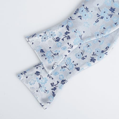 Image of Alizeal Mens 2pcs Floral Bow Tie Set | Self-tied Elegant Pocket Square Set for Wedding