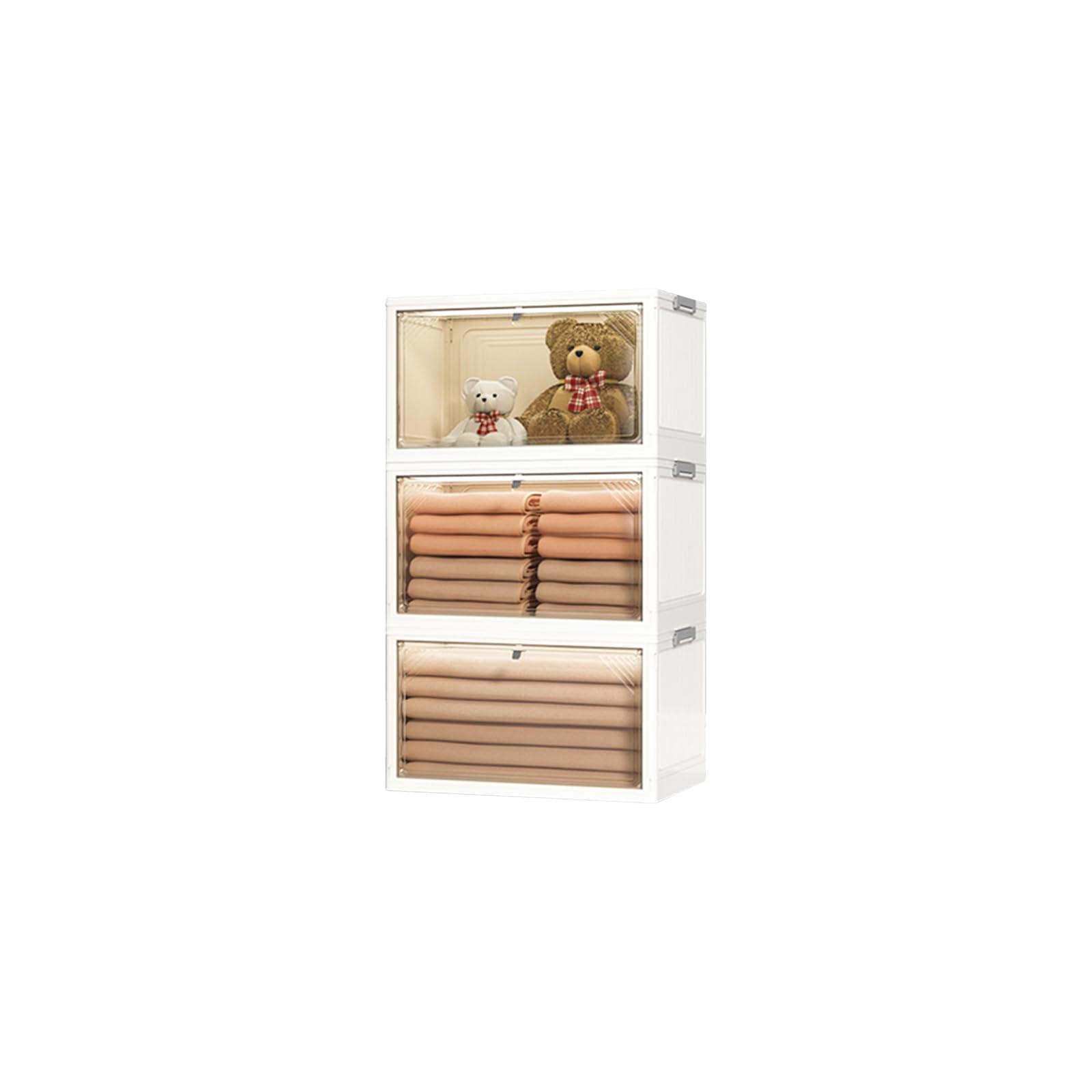 Ergocar Caja de Almacenamiento de Plástico Plegable, Cajas de Almacenamiento Durable Apilables con Tapas, Gran Capacidad Cajas de Almacenamiento, para Dormitorios, Salas de Estar