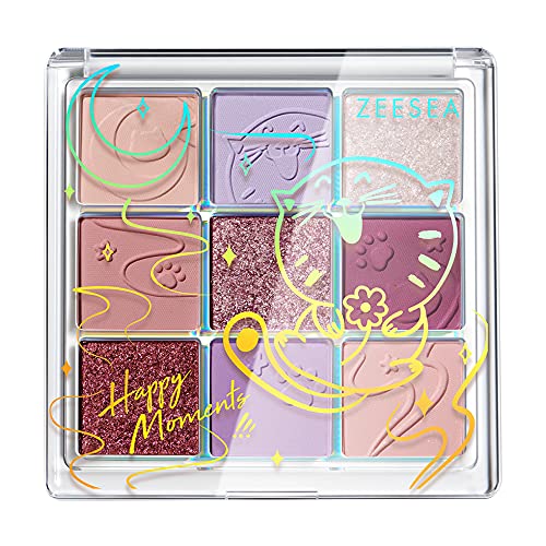 Zeesea Eyeshadow Palette-Matte Shimmer 9 Colors-Long Lasting Pigmented Makeup-Velvety Texture Cosmetic Eye Shadows For Daily Use (#04 Purple Margarita)