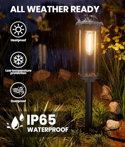 Image of NEWMESSI Solar Pathway Lights Outdoor, IP65 Waterproof Solar Garden Lights for Outside Lighting, Yard Path Lawn Walkway Driveway Landscape (Round Warm White, 8 Pack)