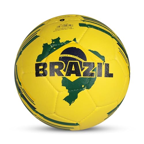 Nivia Country Colour Rubberized Moulded Football, Suitable for Hard Ground Without Grass, Wet & Grassy Ground & Artificial Turf, Training Ball Size 3 - Brasil (Yellow/Green) - Image 5