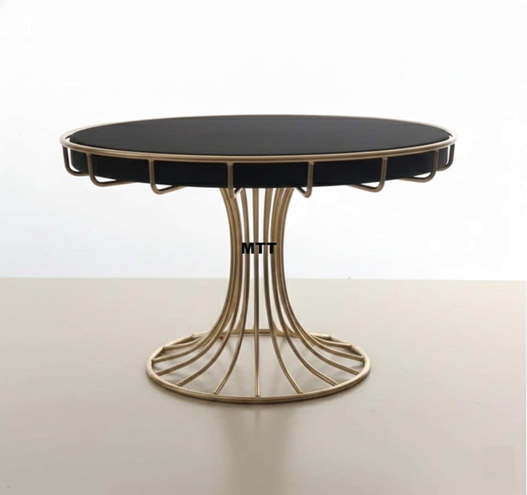 Luxury Round Metal Cake Stand with Elegant White Top & Gold Wire Base | Decorative Pedestal Platter for Pastries, Desserts & Centerpiece Display (BLACK)-image-20