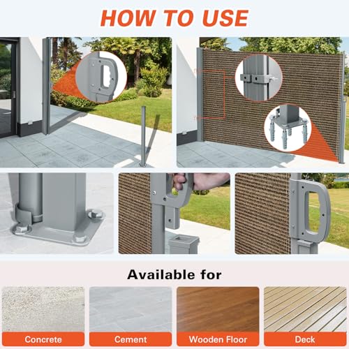 Kanagawa KW-04 71'' X 118'' Retractable Side Awning - Folding Privacy Screen thumb #4