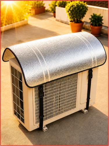Image of AC Outdoor Unit Protector Cover | HEAVY DUTY | Waterproof Sun & Heat Protection Heat Insulated | AC Outdoor Unit Cover | Air Conditioner Outer Compressor Shade for Split 1.5 & 2 Ton (Universal Size)