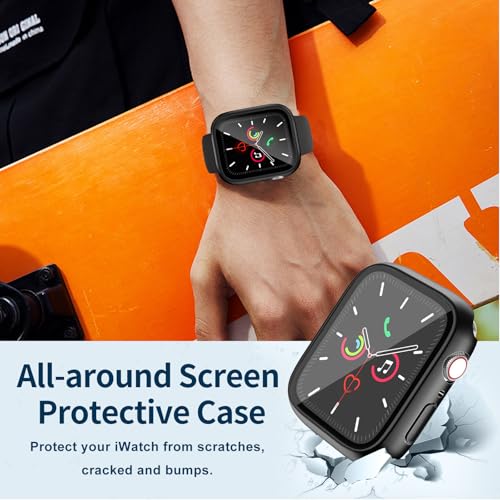 Image of Waterproof Case for Apple Watch Series SE2 SE 6 5 4 40mm, Built-in Screen Protector with Tempered Glass [Touch Sensitive] Cover for iWatch S6 /S5 /S4 /SE 40mm, Black
