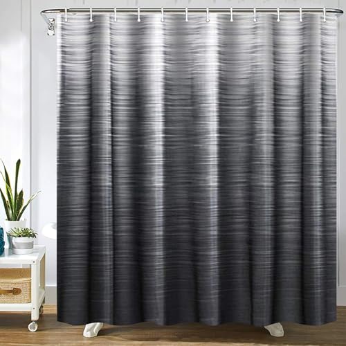 Gaakvrr Shower Curtain Modern Ombre Black Grey Waterproof Bathroom Curtain Set with 12 Hooks, Minimalist Natural Art for Home & Hotel Bathrooms (200x180 cm)