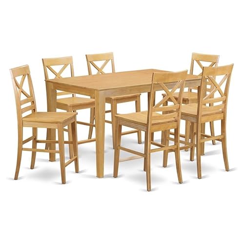 CAQU7H-OAK-W 7 Piece Counter Height Dining Set Consist of a