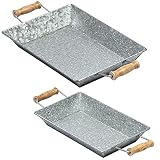Marrakech Juego de 2 bandejas vintage para servir de metal, 42 cm y 38 cm, bandeja decorativa grande Torgo