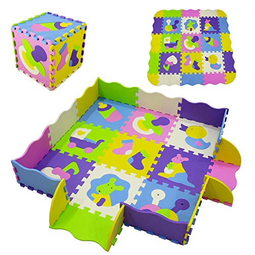 MU Shen Alfombra Puzle Niños Colchoneta Suave 1.35? Juego Rompecabezas para Niños 25 Pcs Animales Espuma EVA 013B