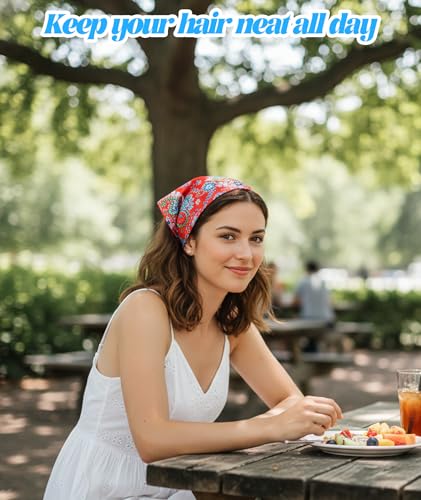 Image of Bandanas For Women, Boho Triangle Headbands, Floral Bandanas Headscarf Chiffon Hairbands Elastic Hair Scarf Boho Headbands Hair Accessories For Women Girls