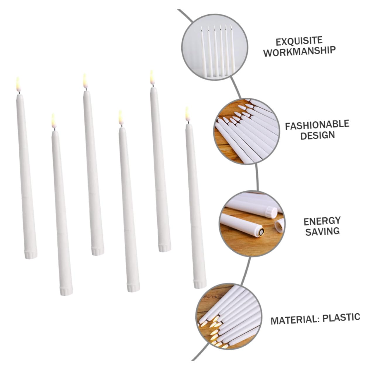 12 Piezas Velas LED Electrónicas Largas de Cera Efecto Parpadeante Lámparas Decorativas y Ahorro Energía para Fiesta Halloween Navidad