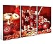 Produktbild Leinwandbild 3 Tlg. Weihnachten Sylvester Party Sekt Glas Tisch Kerze rot Leinwand Bild Bilder fertig gerahmt 9O977, 3 tlg BxH:120x80cm (3Stk 40x 80cm)
