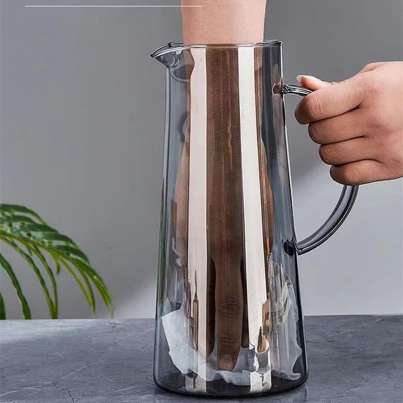 Image of Martvia Premium Juice and Water Black Glass Pitcher jug with Lid 1.8 Liter Romantic Style jugs with Handle Pitcher for Serve,Milk, Lassi, Cocktail, Ideal for Gift Beverage Carafes (NP - 03)
