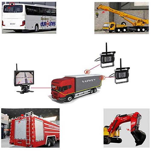 7 inch monitor draadloze auto achteruit achteruit dubbele back-up achteruitrijcamera voor vrachtwagens bus graafmachine… - Image 6