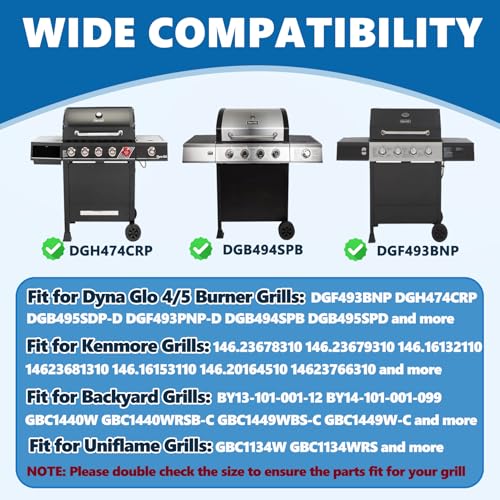 Image of SafBbcue DGF493BNP 16.5 inch Grill Grates for Dyna Glo DGH474CRP DGH483CRP DGB494SPB DGB495SDP, Backyard BY13-101-001-12 GBC1440W, Kenmore 146.23678310 146.16132110 146.20164510 146.23679310 Grill Parts