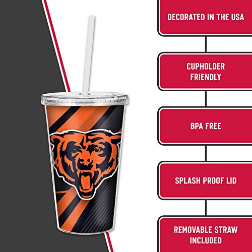 Image of Rico Industries NFL Football 16oz Clear Tumbler W /Straw for NFL Fans