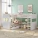Epinki Twin Size Bunk Bed with a Loft Bed Attached, with Two Drawers, White, Wood, Bed Frame, Easy Assembly