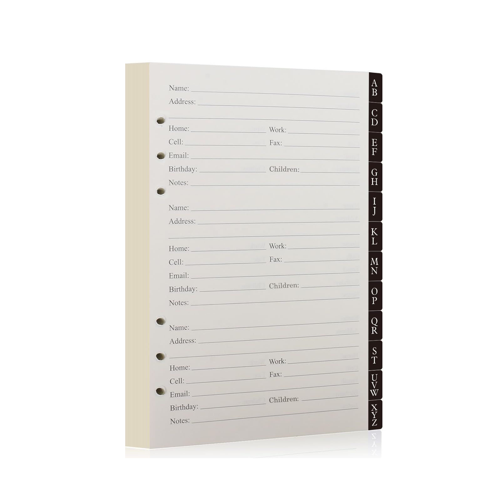 Happyaokeland Address Book Refill Pages 648 Contacts (236 Replacement Pages of Addresses, Birthday, Email) Durable Dividers with Alphabetical Tabs Large Print Refillable Pages Fits A5 6-Ring Binder