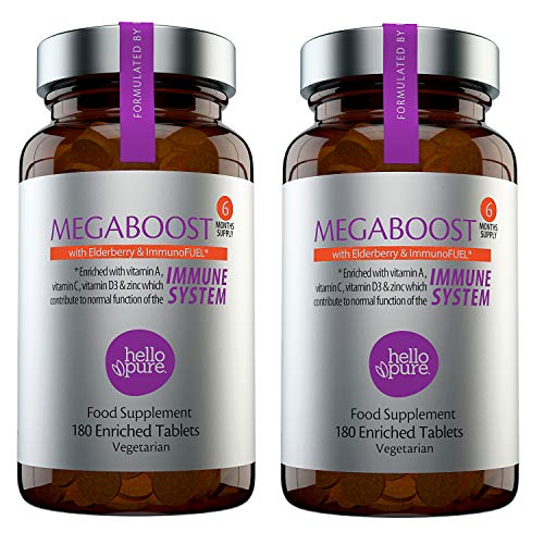 Immune Booster Multivitamins for Men & Women u0096 180 Tablets (6-Month Supply) u0096 Immune System Support Supplement with ImmunoFUEL u0096 Zinc & Vitamins C, D3, E and A + Elderberry Extract (Pack of 2)