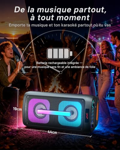 Machine de karaoké avec 2 Microphones, Enceinte Bluetooth Professionnelle – vue 5