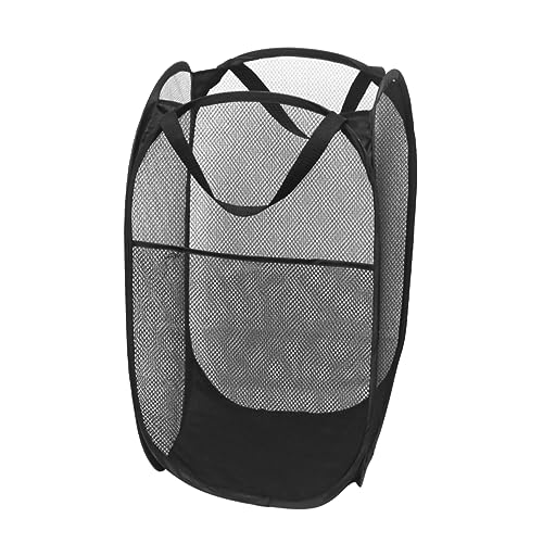 KOMBIUDA 2 Pack Black Mesh Popup Laundry Hamper Sturdy Foldable College Dorm Laundry Baskets for Dorm Kids Travel Alternative