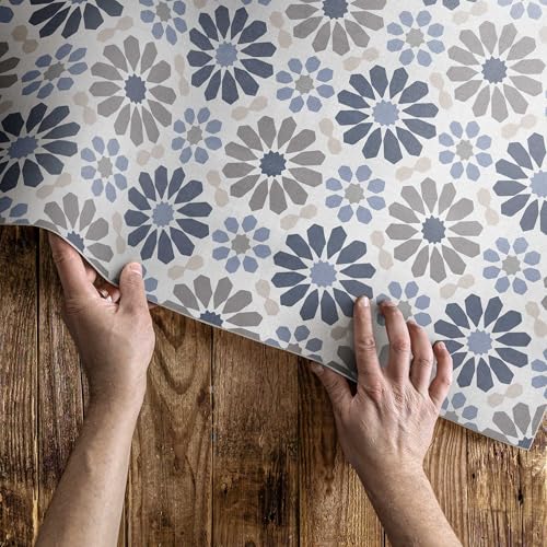 Tapis de sol vinyle 60x90 cm fleurs pastel rectangle pour balcon