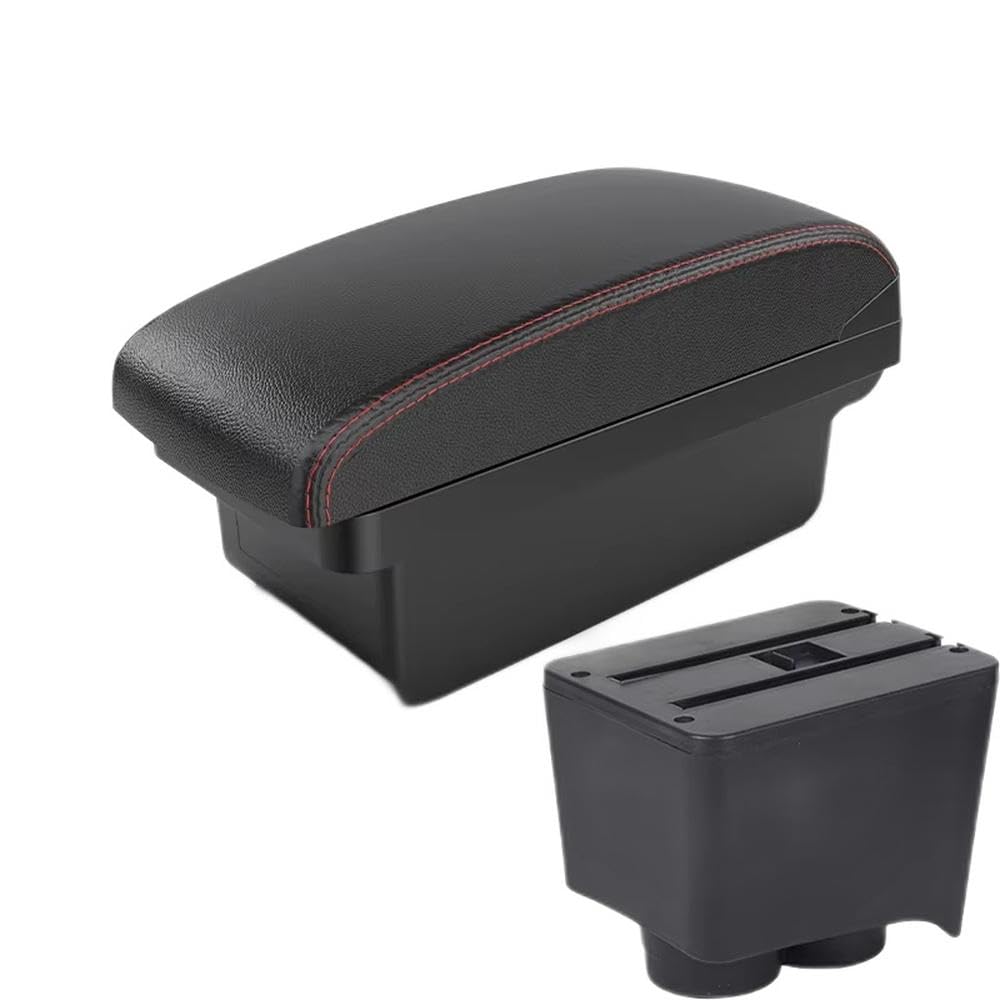 FSOZDBBPL Car Armrest Box For Polo Mk5 6R For Vento 2002-2009 Storage Box Car Accessories Interior Parts(A1 Black red NO USB)
